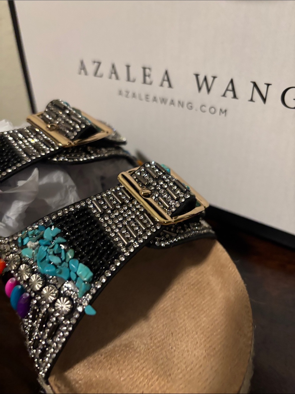 Black Embellished Platform Slide Azalea Wang - Picture 4 of 9